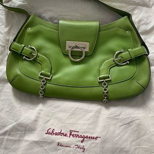 Green Authentic Ferragamo Shoulder Bag